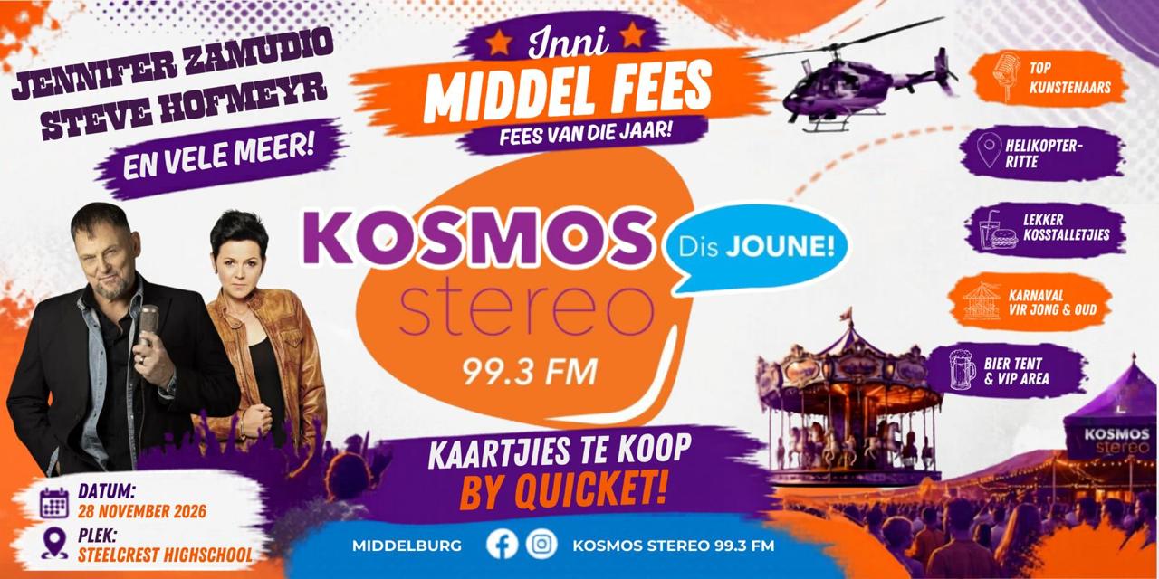 Inni Middel Fees — Kosmos Stereo 99.3 FM, 28 November 2026 in Middelburg